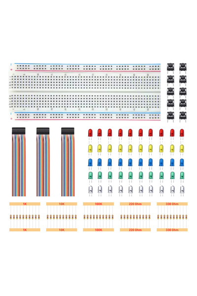 Kidsmaker Arduino Yardımcı Kit 4: Breadboard-Jumper-Led-Direnç-Buton