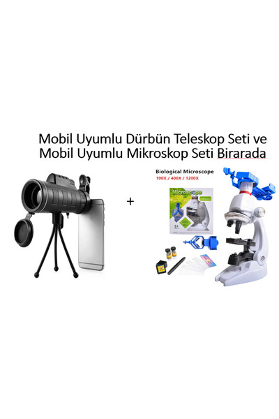 elektrogalaksi Lizer Mobil uyumlu Dürbün Teleskop+Mobil uyumlu Işıklı Mikrosk...