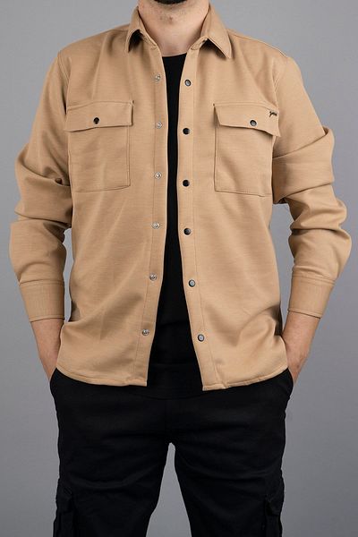 bombe Cămașă Slim Fit pentru bărbați Bej