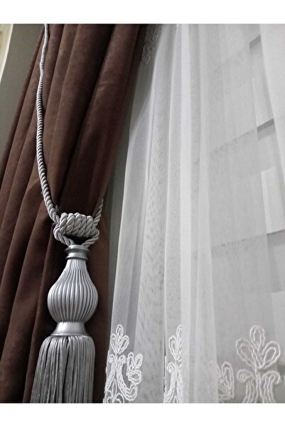 Üçbey Fon Perde Bağlama Aparatı Kornise Takmatik Beyaz Tavan Braçolu Perde Süsü