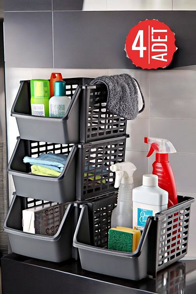 NY HOME 4 Pieces Anthracite Cabinet - Organizer with Sink Bottom and Refrigerator Floor