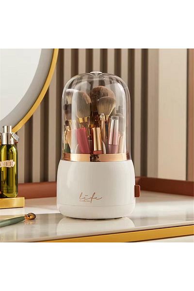 teknotrust Glittering, Dustproof Makeup Organizer and Rotating Brush Box