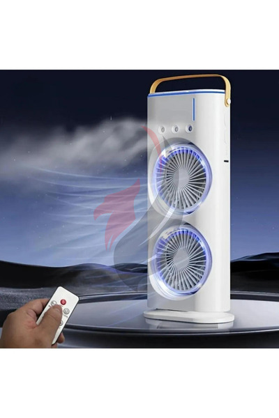 SKYNEX Işıklı Spreyli Vantilatör Buzlu Buharlı Vantilatör Büyük Fan Nemlendirici Klima Soğutucu Çift Fanlı