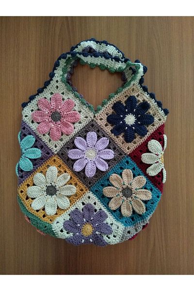 Guashe Hand Knitted Motif Bag