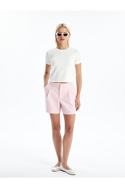 LC Waikiki Women's Shorts - Comfortable Fit, Plain Linen Look