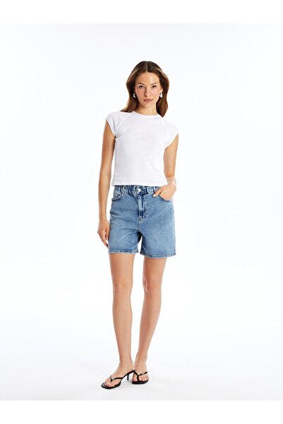 LC Waikiki LCW Damen-Jeansshorts – schmale Passform mit elastischem Bund