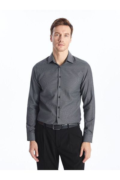 LC Waikiki Men's Shirt - Slim Fit, Long Sleeve, Dobby