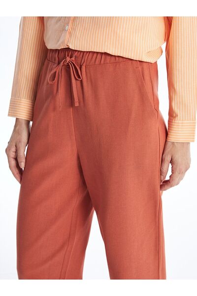 LC Waikiki Dámské pohodlné kalhoty ze směsi lnu s elastickým pasem