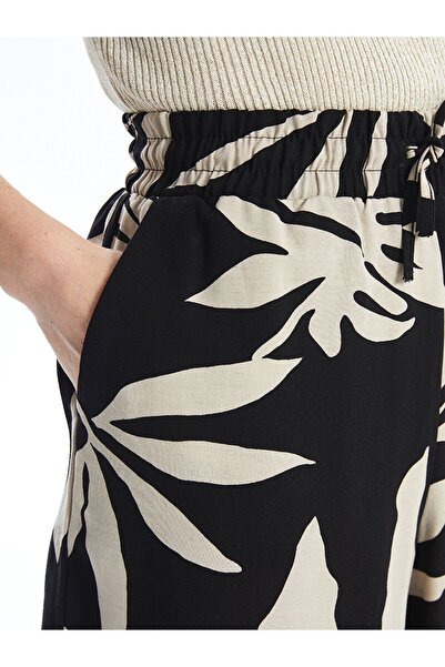 LC Waikiki Dámské šortky se vzorem lnu a květinovým vzorem s elastickým pasem