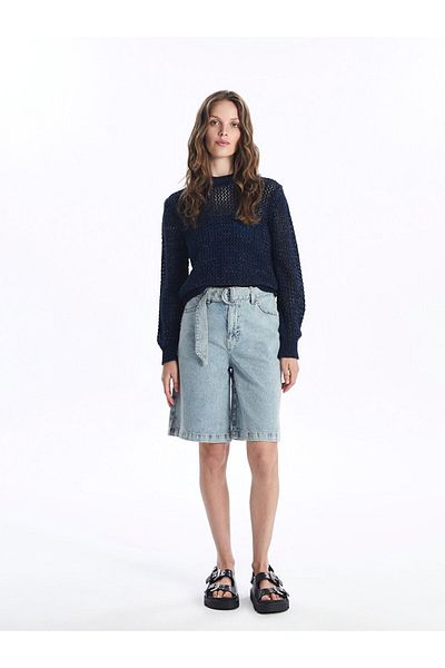 LC Waikiki Pantaloni scurți de damă din Jean - cu centură în talie