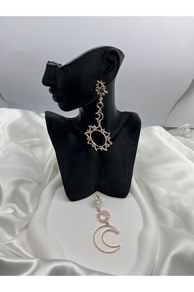 Yıldız Accessory Moon and Sun Dangle Earrings For 8cm