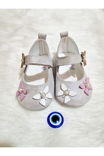 Çağrı Store Genuine Leather and Silver Glitter Booties - Comfortable and Soft Clothing