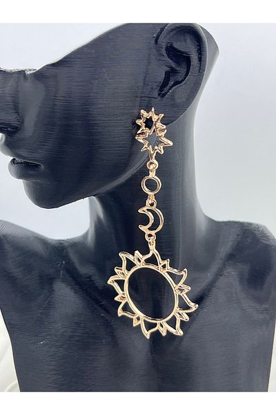 Yıldız Accessory Moon and Sun Dangle Earrings For 8cm