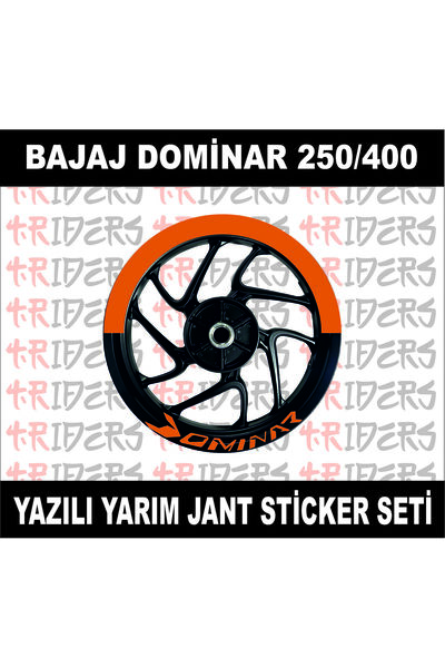 TRİDERS Dominar 250/400 Uyumlu  Yarım Jant Şeridi Dominar Yazılı  TURUNCU