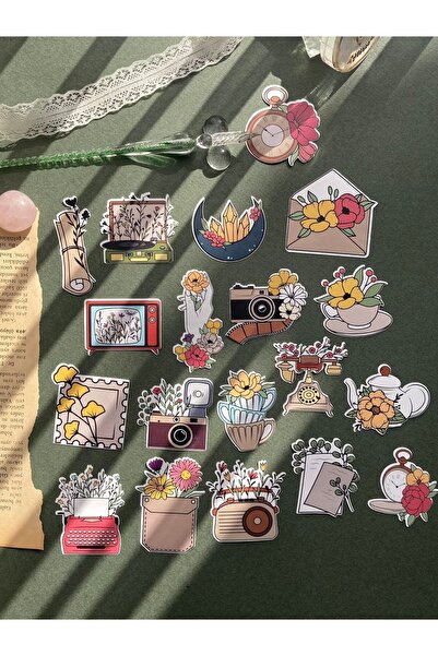 Hume Craft Nazenin Vintage Tekli Sticker Seti Çiçekli Vintage Eşyalar Ajanda ...