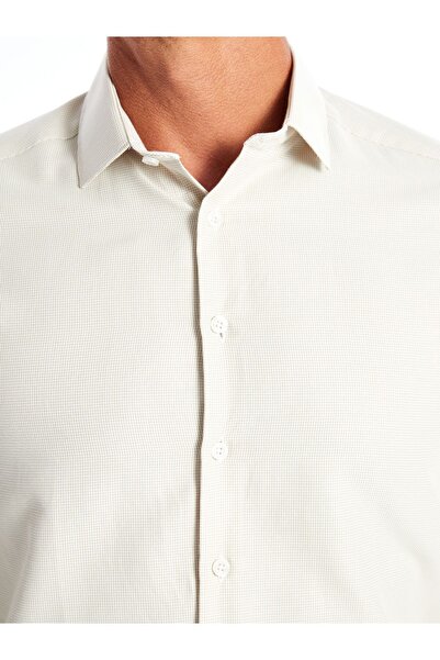 LC Waikiki Kockás mintás Slim Fit Gabardine férfi ing - hosszú ujjú