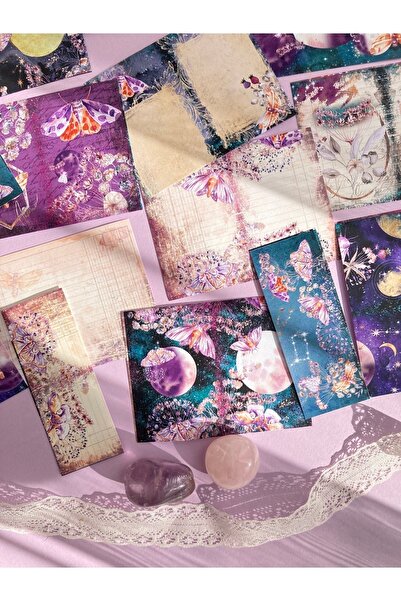 Hume Craft Mor Evren Kelebek Temalı Vintage Scrapbook Seti Ajanda Planlayıcı ...