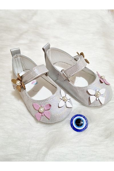 Çağrı Store Genuine Leather and Silver Glitter Booties - Comfortable and Soft Clothing