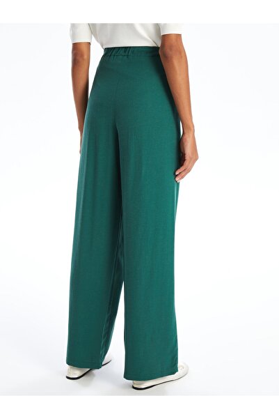 LC Waikiki Vászon kevert egyenes női nadrág elasztikus derékkal