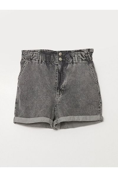 LC Waikiki Women's Elastic Waist Straight Jean Shorts