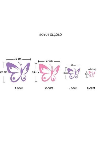 KT Decor Large Size Butterfly Patterned Kids Room Sticker Set - Colorful