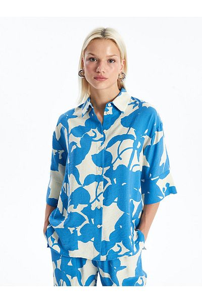 LC Waikiki Cămașă de damă cu mânecă scurtă cu model supradimensionat