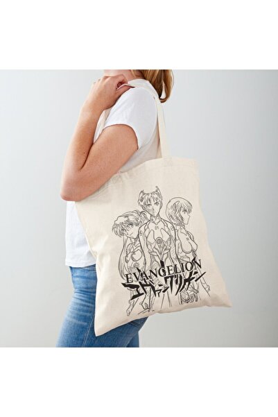Atölye Semperra Ακατέργαστη υφασμάτινη τσάντα Evangelion Anime με στάμπα