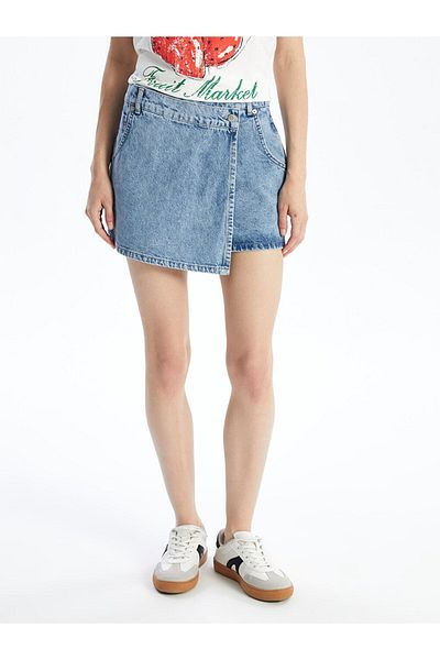 LC Waikiki Fusta de damă cu pantaloni scurți din Jean - Standard Fit