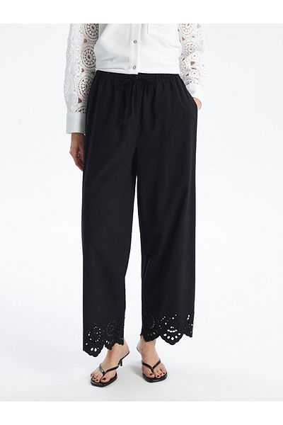 LC Waikiki Patterned Wide Leg - Elastic Waist Women's Trousers