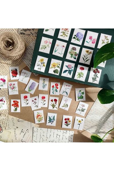 Hume Craft Set de autocolante cu flori cu paiete de epocă pentru Bullet Journal / Scrapbook / Notebook / Sticker
