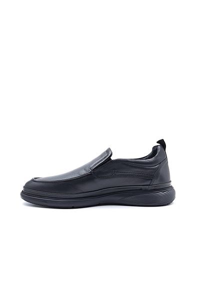 MARCOMEN Men's Black Genuine Leather - Light and Laceless Comfort Shoes