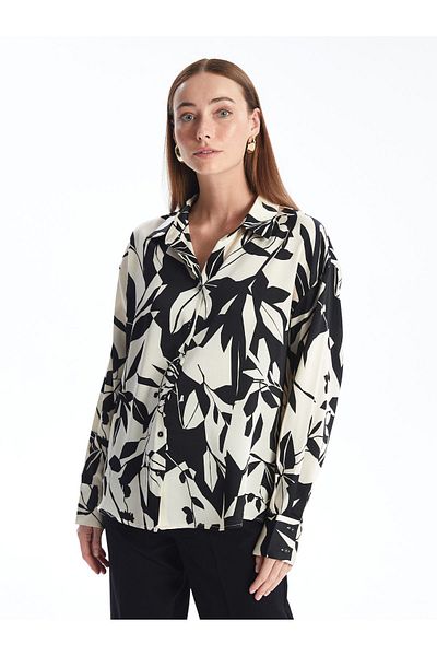 LC Waikiki Dámská oversize vzorovaná košile s dlouhým rukávem