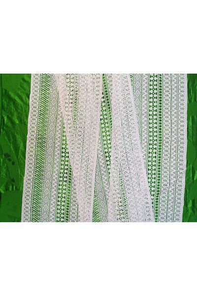 ÖZPAŞ TEKSTİL VE AKSESUAR Cream Intermediate Guipure Diamond-Wave Patterned 22 cm X 1 Mt