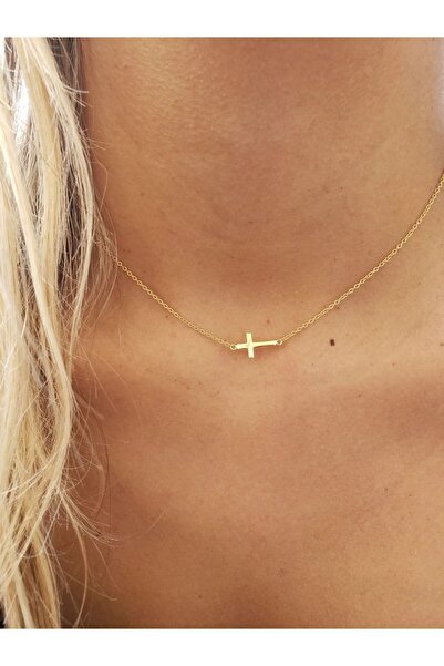 Claritas Takı Kadın Altın Kaplama Minimal Tasarım Haç Kolye
