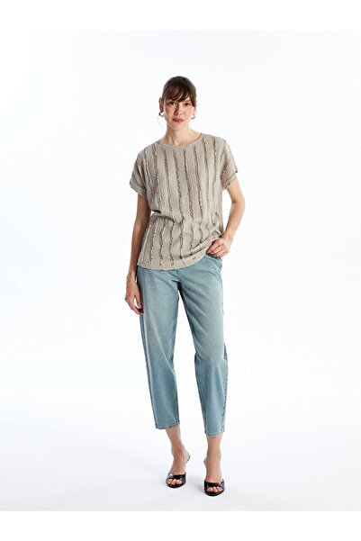 LC Waikiki Dámské tričko LCW – výstřih, vlastní vzor a krátký rukáv