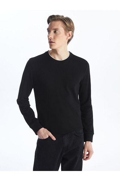 LC Waikiki Men's Textured Long Sleeve Crew Neck T-Shirt