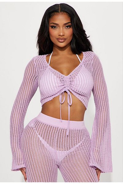 ARDSU Knitwear Pareo - Long Sleeve Crop Top and Trousers Set