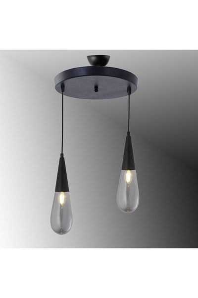 TT AYDINLATMA Tt023-2Y-Full-Sy Black Lighting Mat - 2-Piece Drop Model Round Chandelier