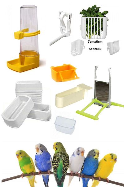 YİĞİTLERAVM Budgie Cage Necessity Set 8 Pieces