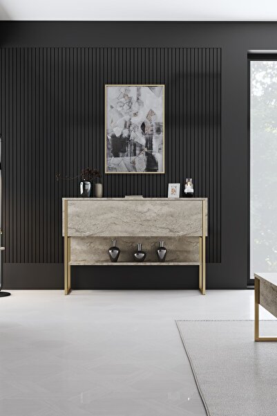 Modatte LUXE DRESUAR DEMİR AYAKLI MERMER GOLD