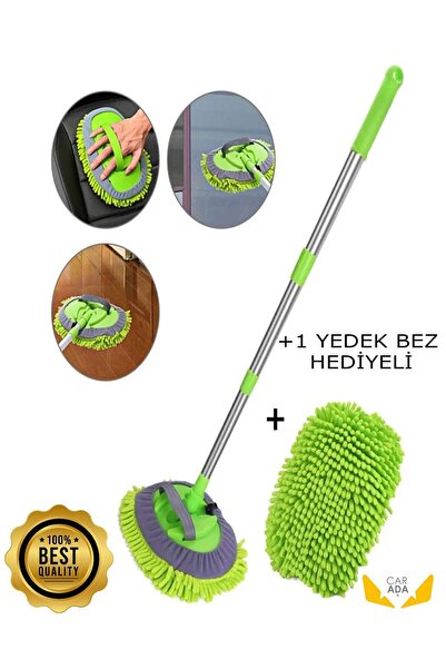 CarAda ® Çok Fonksiyonlu 2 In 1 Mikrofiber Araba Yıkama Fırçası Teleskopik Uz...