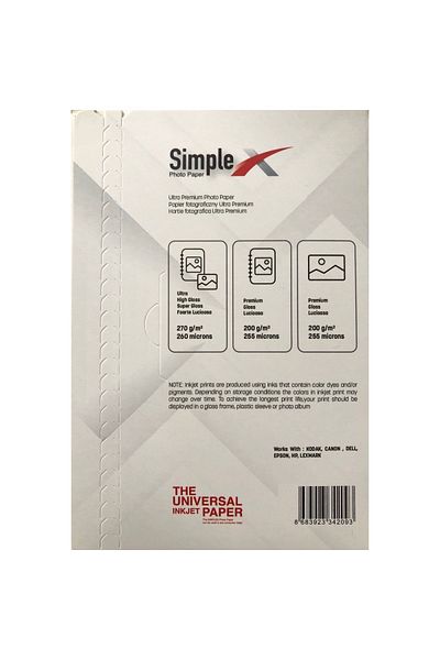 simplex 10x15 Glossy 270 g Photo Paper of 100