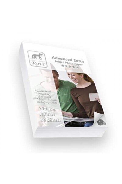 ROVİ ورق صور ساتان A3+ - 280 جرامًا للمتر المربع، 50 نقطة لكل بوصة