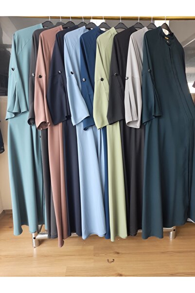 GigiTex Gray Crepe Ferace - Front Button and Sleeve Pleated, High Quality Top Coat