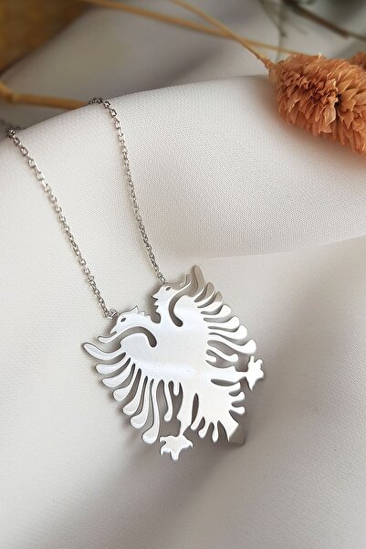 VAOOV 925 Ayar Gümüş Arnavut Bayrağı Kolye