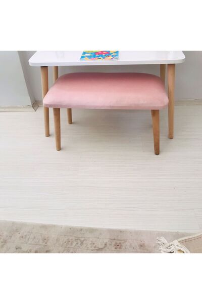 EKOÇ WOOD DESİNG LİLYUM  Dekoratif Puf Bench Makyaj Sandalyesi