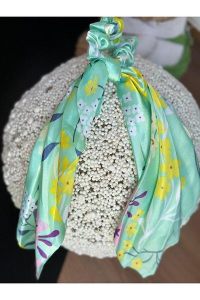 Queen Nelly Water Green Trend Fashion - Satin Elastic Flower Motif Scarf Shawl Scarf Pendant Lamp