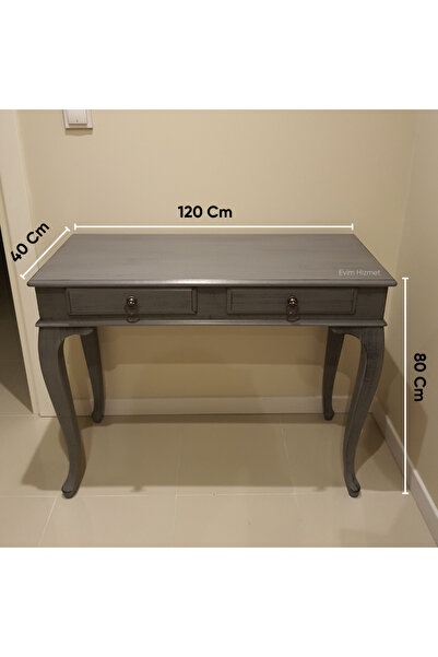 Evim Hizmet 120 Cm Gri Eskitme Dresuar Makyaj - Çalışma Masası - Konsol - Montaj Dahil - Adrese Güvenli Teslimat