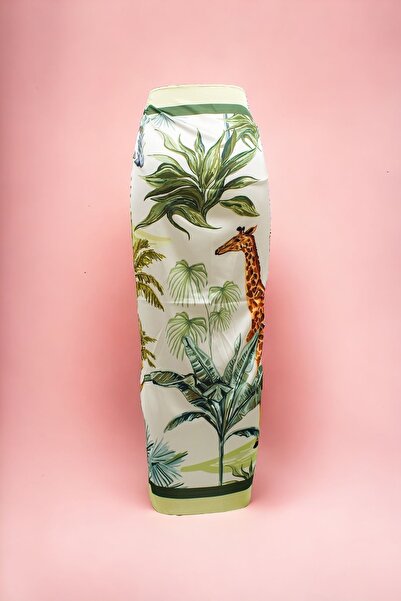 pistore Νέα σεζόν - Γυναικείο φόρεμα παραλίας με μοτίβο μακριά καμηλοπάρδαλη τροπικό σατέν