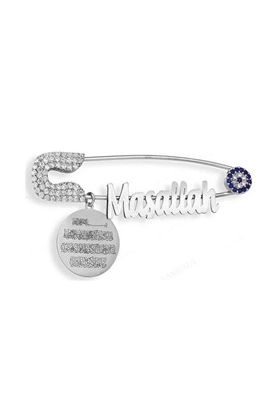 VAOOV 925 Ayar Gümüş Maşallah Yazılı Bebek İğnesi bi015